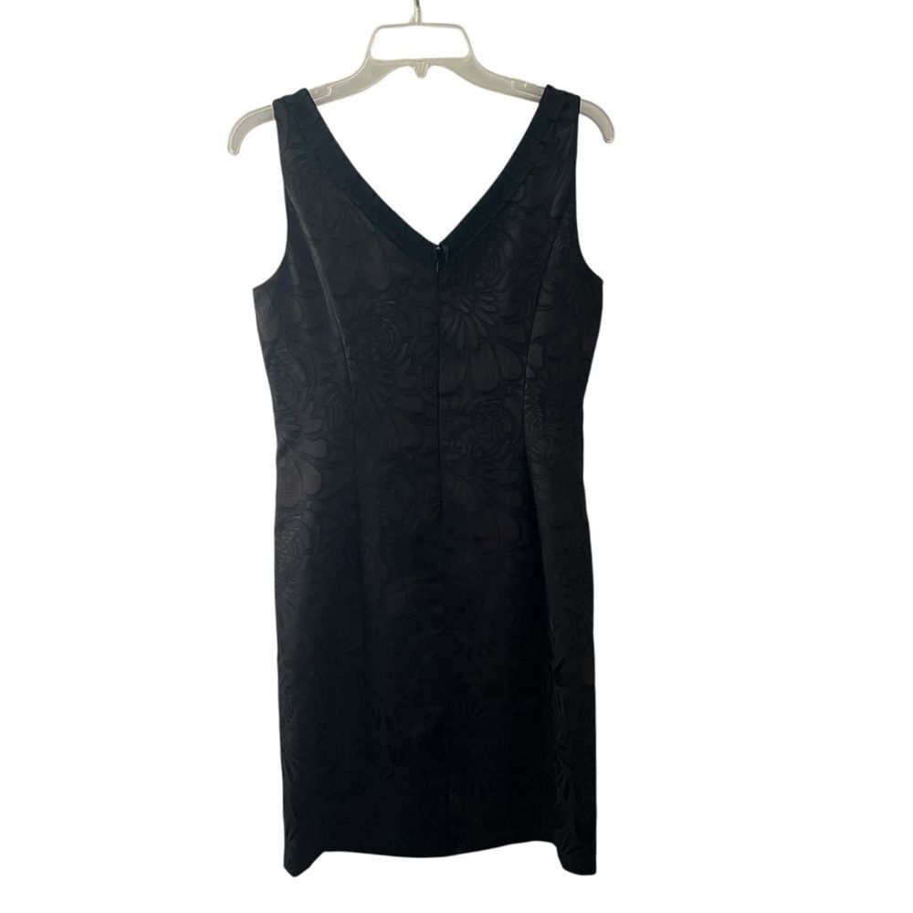 Luxe by Carmen Marc Valvo US 12 Black Cocktail Party Dress Sleeveless Floral